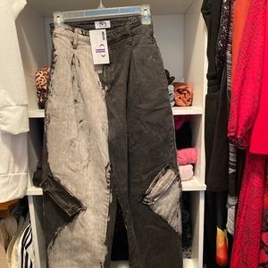 Two tone denim harem pants